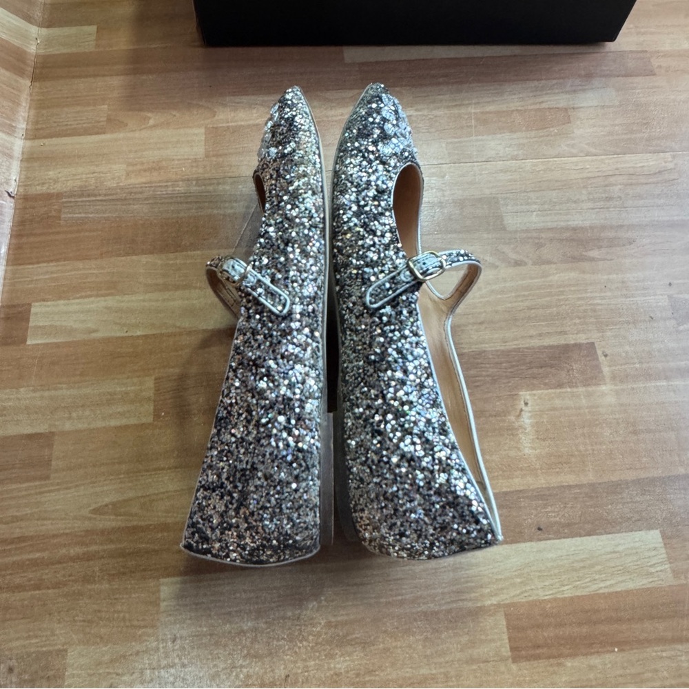 J.Crew Mary Jane flats embellished silver,bronze glitter & rhinestones size 8.5 - Picture 9 of 12
